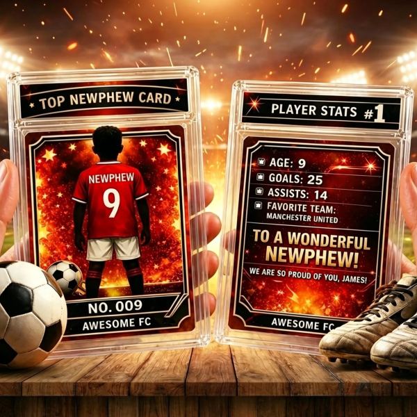 Personalized Football Birthday Card Custom Soccer Player Trading Card Gift for Boys - CustomCardverse