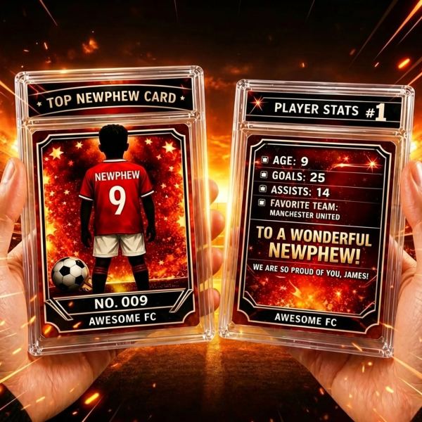 Personalized Football Birthday Card Custom Soccer Player Trading Card Gift for Boys - CustomCardverse