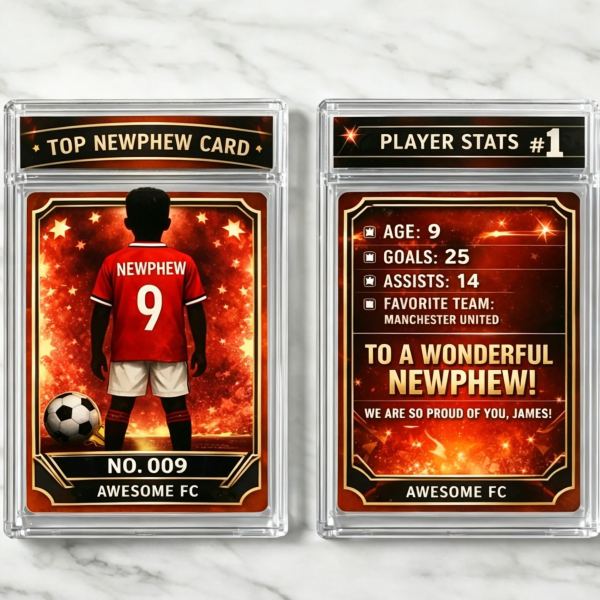 Personalized Football Birthday Card Custom Soccer Player Trading Card Gift for Boys - CustomCardverse