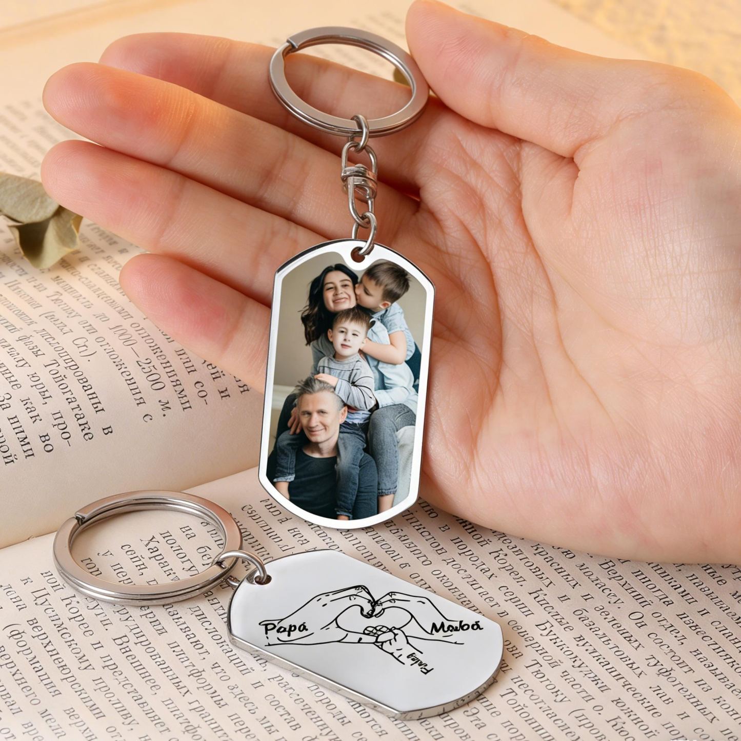 Personalised Photo Keychain for Men,Dad Hand Holding with Kids Names, New Dad Gift For Husband,Father's Day Gift for Daddy,Dad,Grandpa