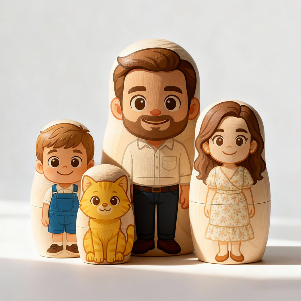 Personalized Portrait Nesting Doll Custom Photo Family Portrait Cartoon Style Gift Photo Anniversary Gift