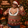 Funny Christmas Sweatshirt Fake Cleavage Print Novelty Holiday Pullover Funny Xmas Party Outfit