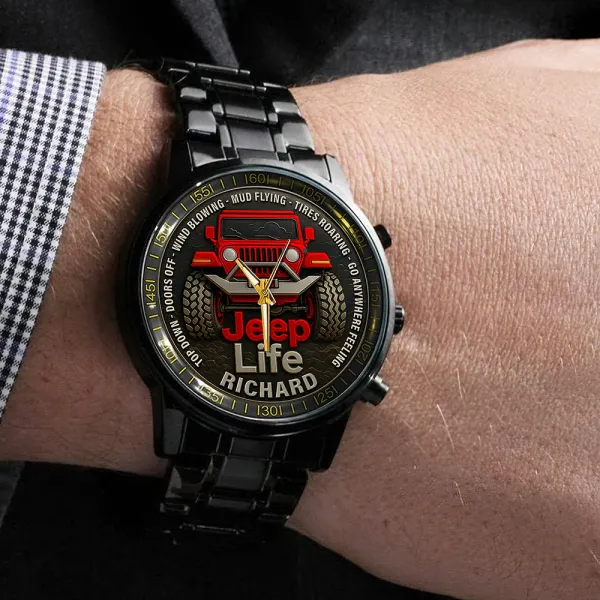 Personalized Off-Road Adventure Watch, Custom Name Sport Style Wristwatch for Car & Outdoor Lovers, Best Choice for Valentine's Day