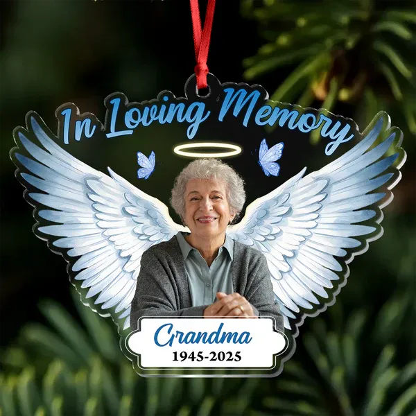 Custom Photo In Loving Memory - Personalized Memorial Acrylic Ornament - Photowatch