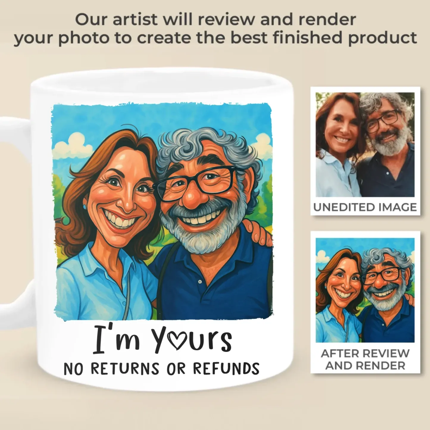 Custom Photo Mug Personalized Anniversary Wedding Gifts For Husband And Wife, Him And Her-I'm Yours No Returns Or Refunds