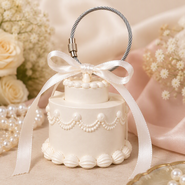 Personalized 3D Photo Cake Keychain Custom Picture Gift for Couples