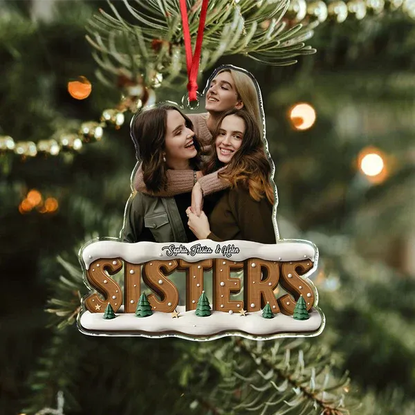 Custom Funny Photo Bestie Photo Christmas Tree Acrylic Ornament - Photowatch