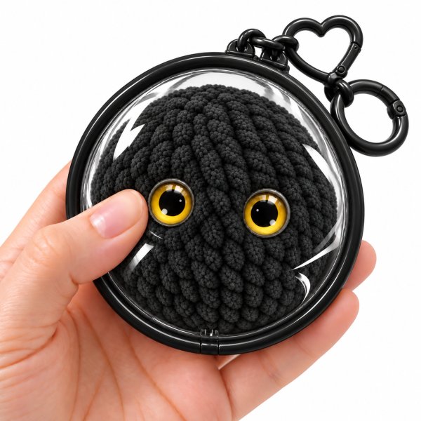 Black Crochet Bubble Squishy Ball Pouch