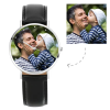 Father's Day Gift - Personalized Engraved Watch, Photo Watch With Black Leather Strap 40mm - photowatch
