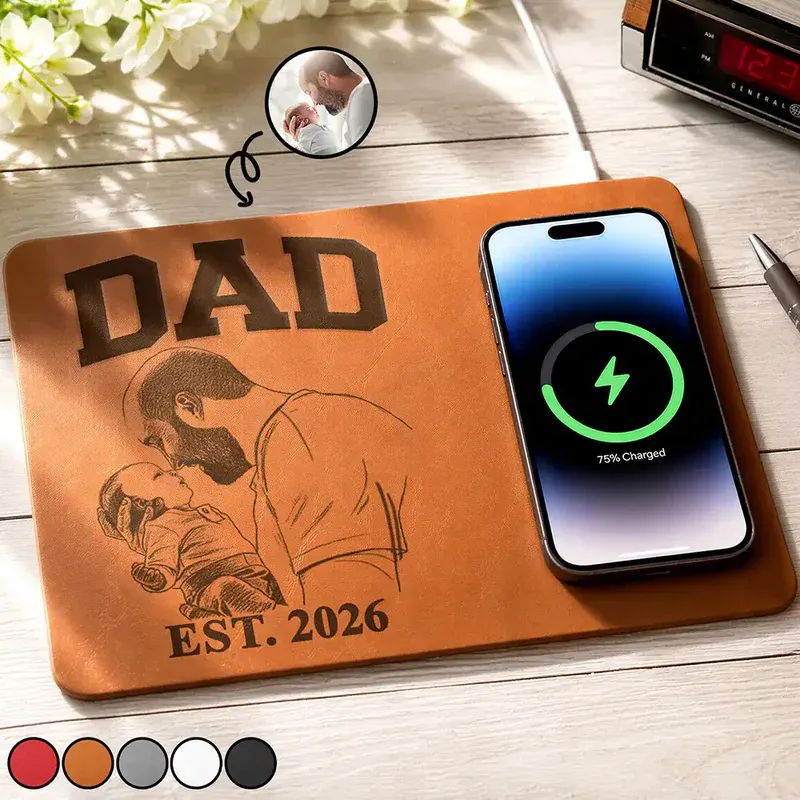 Personalized Charging Pad Dad Sketch Line Art Custom Photo Father's Day Gift For Dad