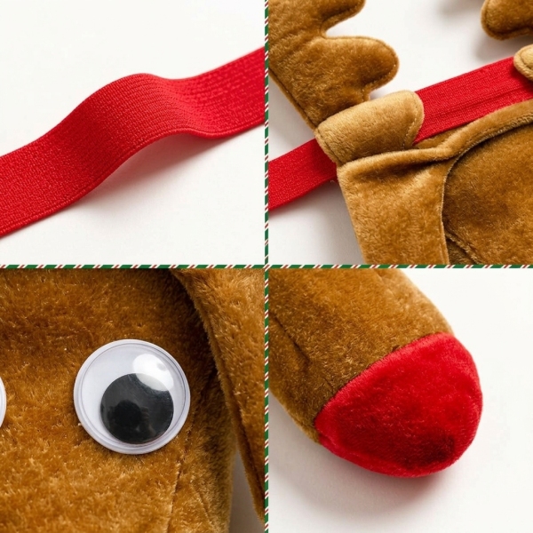 Mens Funny Reindeer Novelty Jockstrap with Plush Antlers and Red Nose Christmas Gift for Him