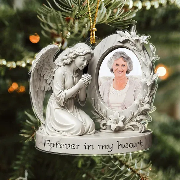 Custom Photo Forever In My Heart Memorial Acrylic Ornament - Photowatch