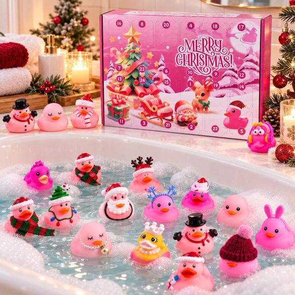 2026 Christmas Advent Calendar with 24 Rubber Ducks – Holiday Countdown Surprise Box, Fun Party Gift Set for Kids