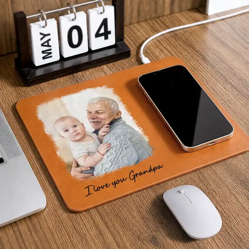 Personalized Charging Pad Dad Sketch Line Art Custom Photo Father's Day Gift For Dad