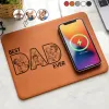 Custom Photo Bold Sketch Best Dad Ever - Personalized Leather Charging Mat
