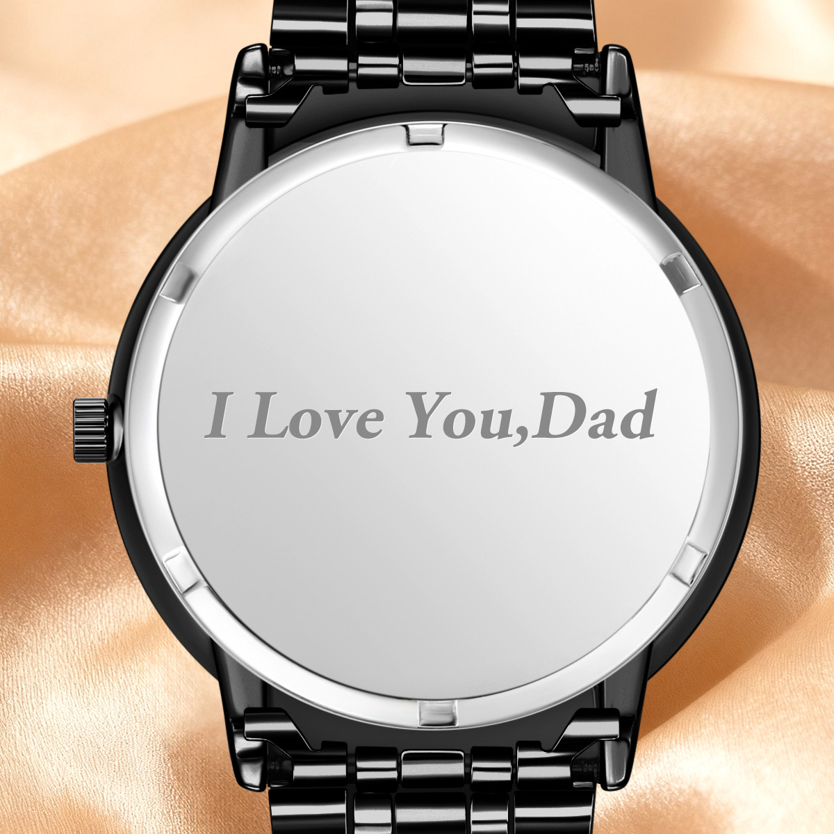 Custom Cartoon Photo Watch · Black Steel Edition | Timeless Love in Every Second | Best Christmas Gift for Family, Couple, Friend