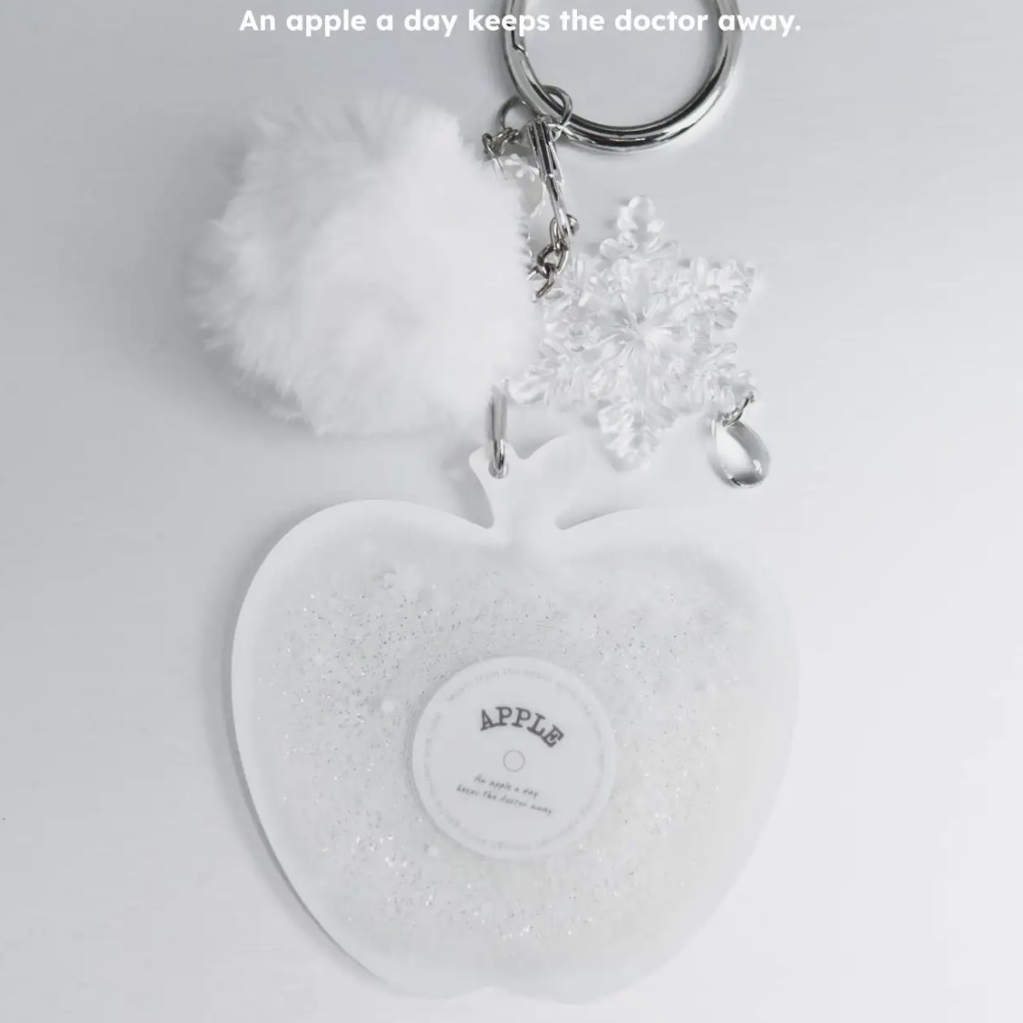 Winter Apple Snowflake Liquid Keychain for Couples | NFC Music Record Keyring | Romantic Love Gift