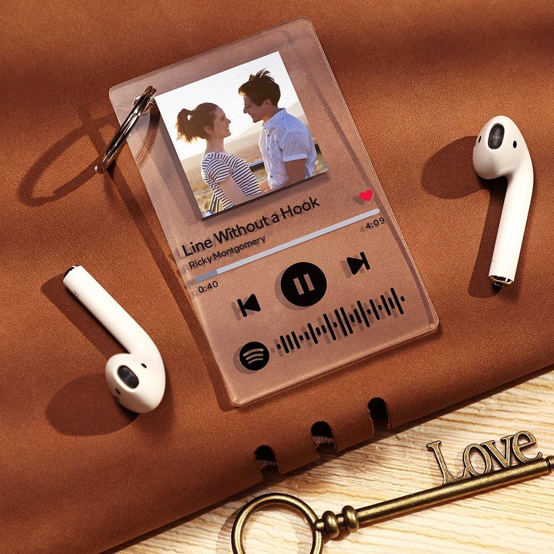 Custom Keychain Spotify Code Music Plaque Keychain (2.1in x 3.4in) For Lover - photowatch