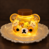 Light Up Bear Jar Squishy with Mini Animals and Magic Stick