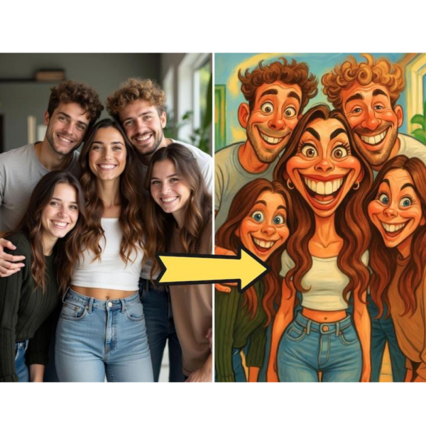 Custom Funny Caricature Portrait Frame Transform Your Photo into Hilarious Art Gift