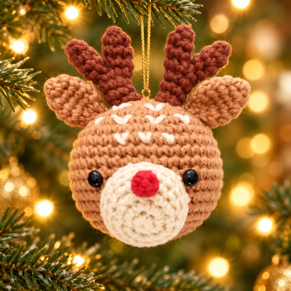 Handmade Crochet Christmas Ornament with Foam Ball Core Cute Squeeze Decoration Holiday Gift