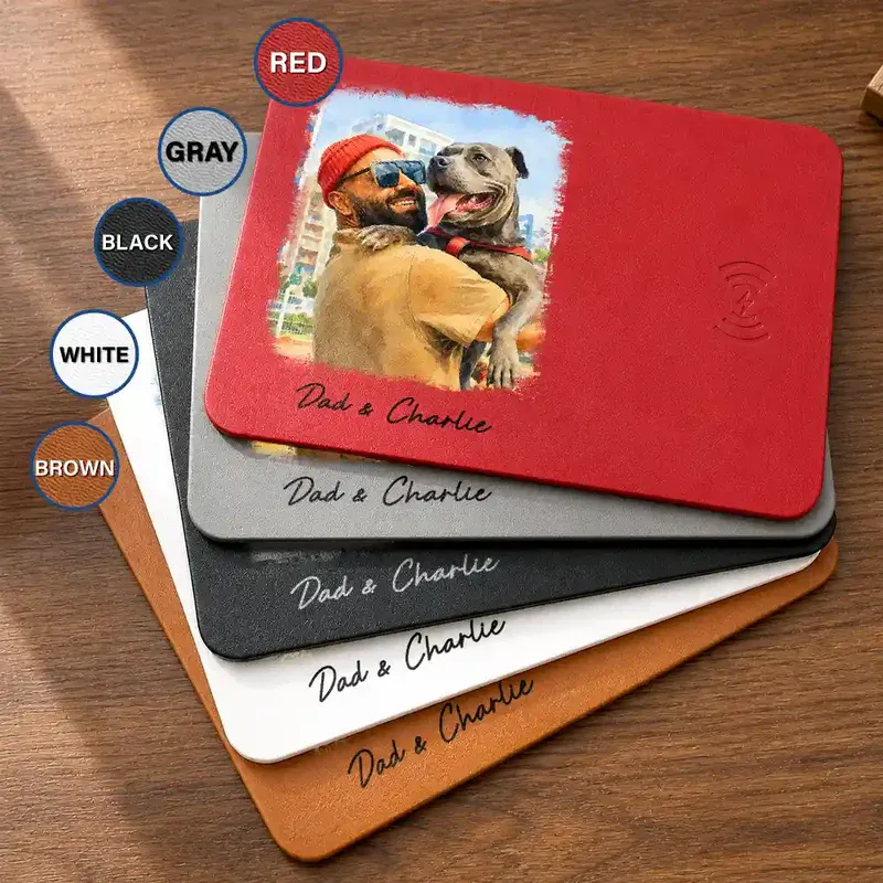 Personalized Charging Pad Dad Sketch Line Art Custom Photo Father's Day Gift For Dad