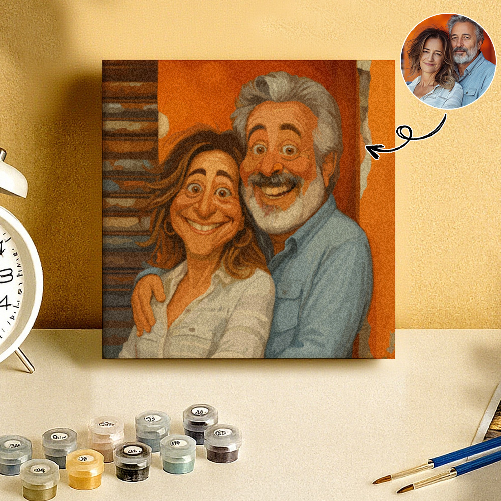 Custom Funny Caricature Portrait Paint by Numbers Kit Personalized DIY Painting Set Turn Your Photo into Personalized Artwork