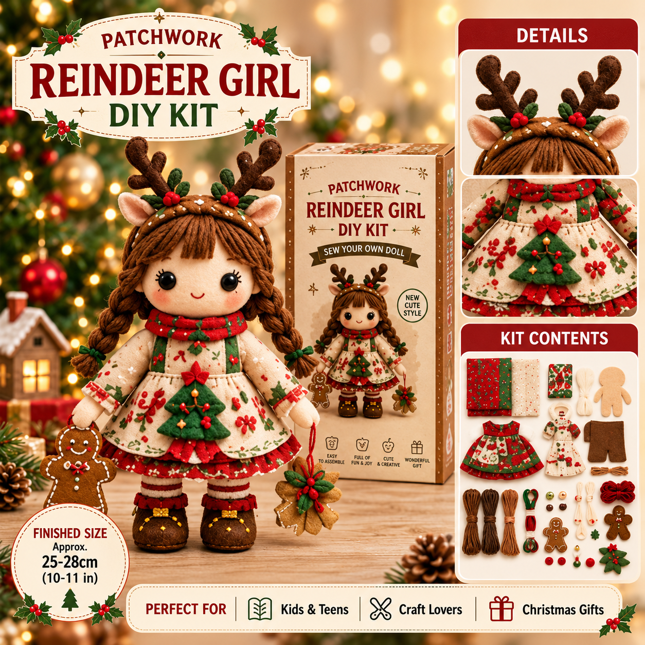 DIY Patchwork Doll Sewing Kit Craft Gift for Teens and Adults Christmas Girl Collection