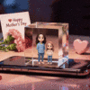 3D Cartoon Double-Person Lumina Boxes Hologram Video | Mother's Day High-Transmittance Holographic Material Image Gift