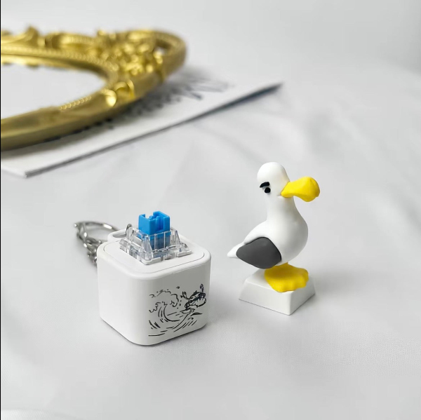 Seagull MINE Button Keychain with Real Sound and LED Light Funny Fidget Clicker Gag Gift