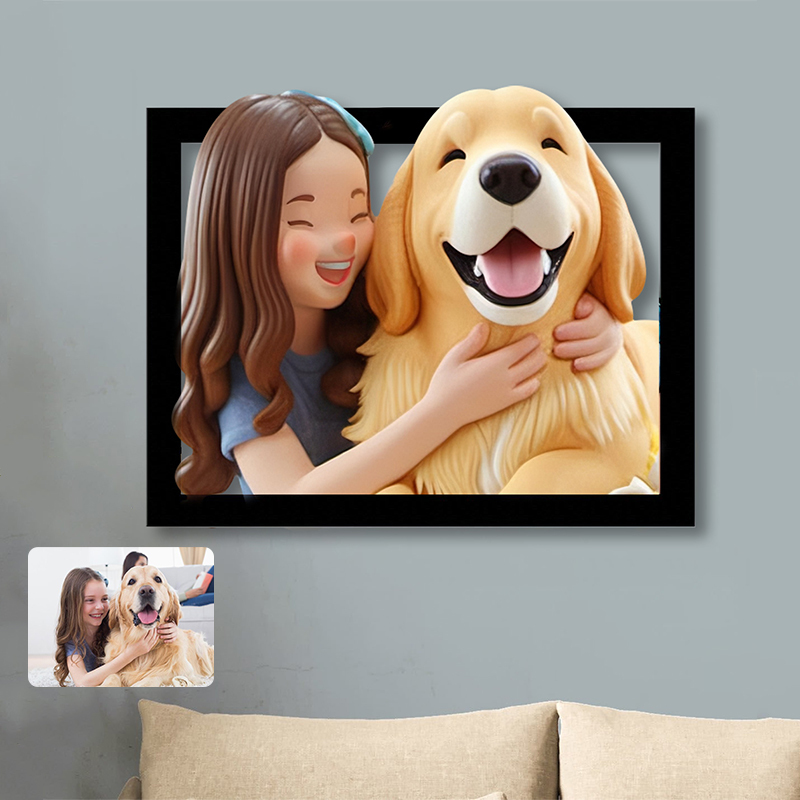 Personalized Cartoon Toy Style Photo Wood Frame - MyPhotoBoxerUk