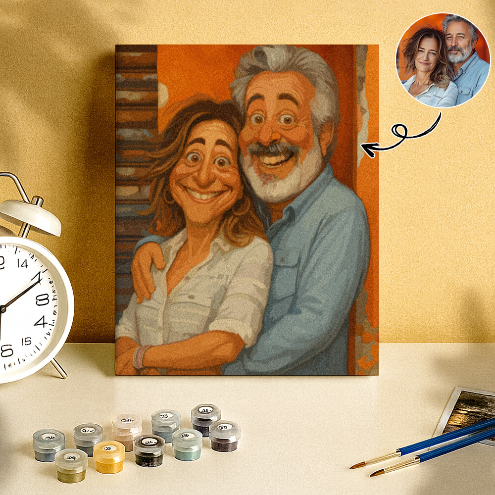 Custom Funny Caricature Portrait Paint by Numbers Kit Personalized DIY Painting Set Turn Your Photo into Personalized Artwork