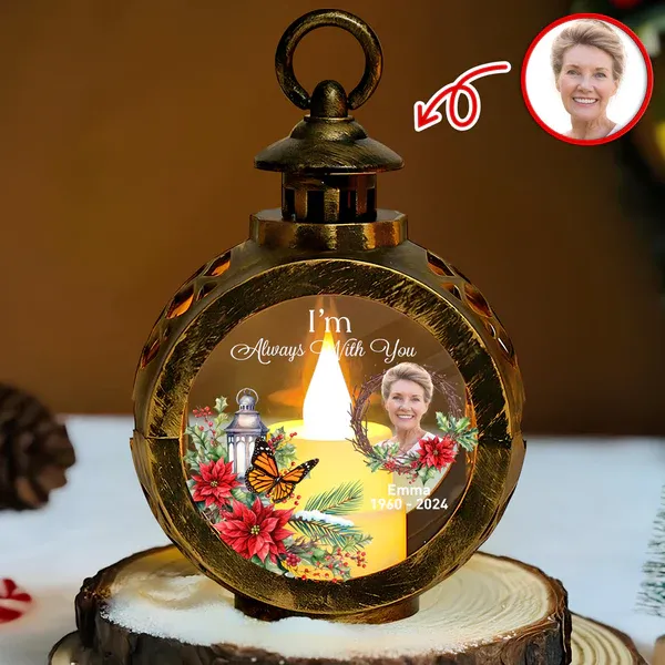 Custom Photo I Am Always With You Memorial Candlelight Lantern Ornament - Photowatch