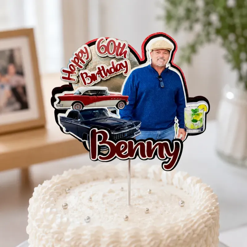 Personalized Birthday Cake Topper with Photo, Custom Face Acrylic Cake Decoration for Any Age, Funny Birthday Party Favors, Best Birthday Gift