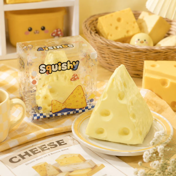 Cheese Block Slow Rebound Squishy Toy Soft Stress Relief Squeeze Fidget Toy Cute Food Sensory Play Gift