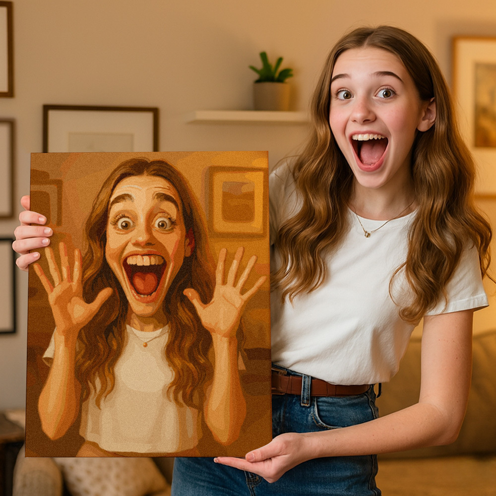 Custom Funny Caricature Portrait Paint by Numbers Kit Personalized DIY Painting Set Turn Your Photo into Personalized Artwork
