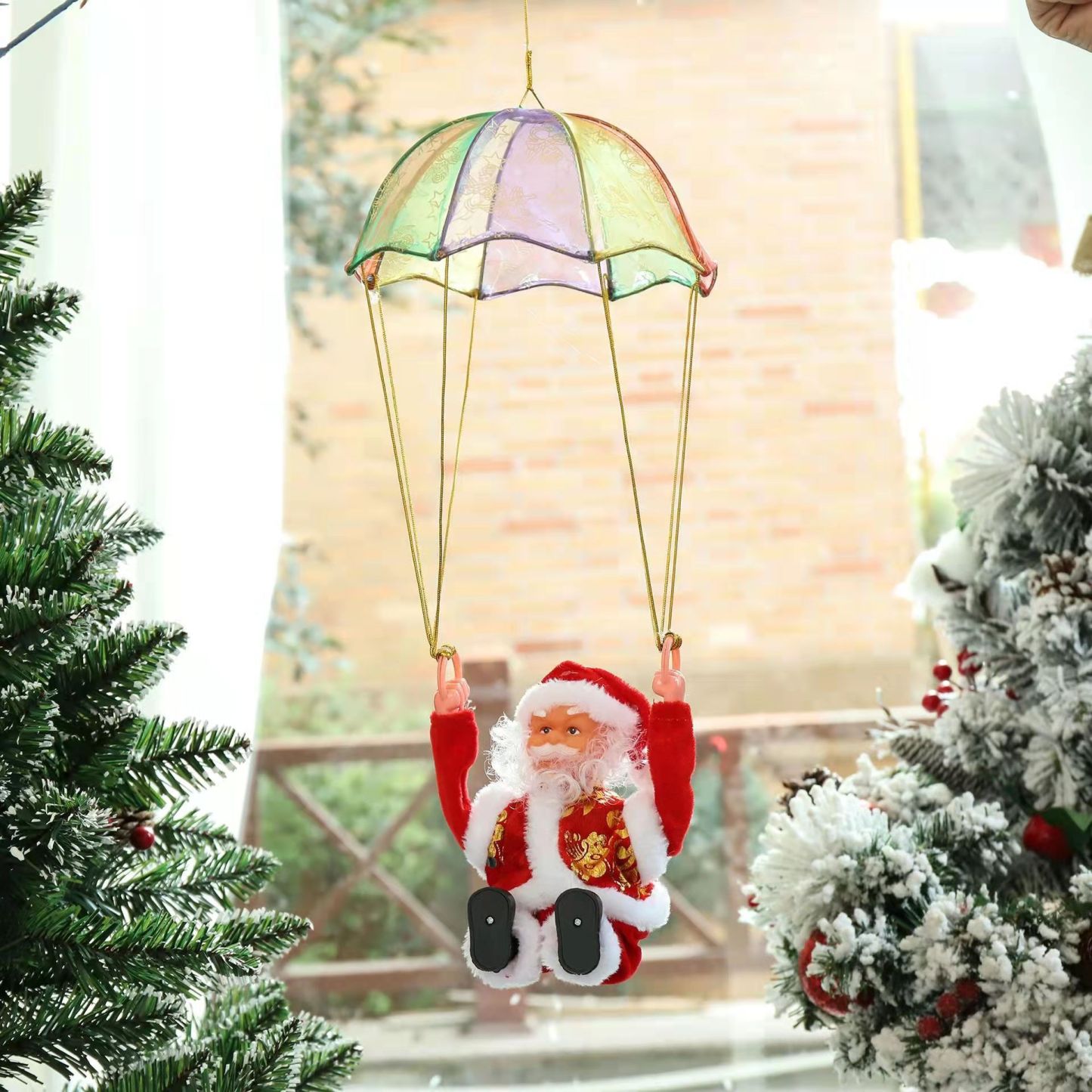 Santa Claus Musical Climbing Rope Christmas Gift for Kids, Electric Climbs Up and Down,Xmas Toy Xmas Tree Ornament
