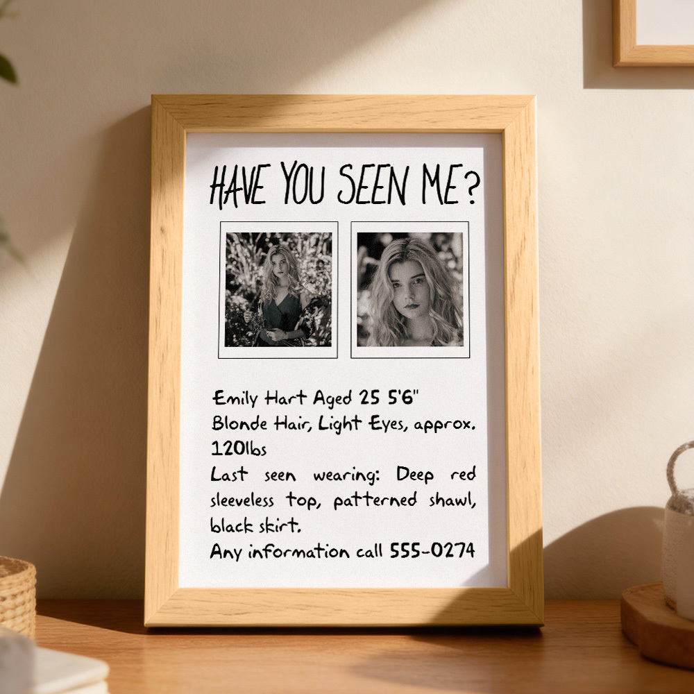 Custom 80s Retro Mystery Style Photo Frame | Personalized Missing Person Poster Decoration | Retro Atmospheric Wall Art
