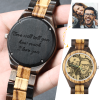 Men's Engraved Wooden Photo Watch Wooden Strap 45mm