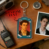 Custom 80s Retro Mystery-Style Keychain | Neon Synth Portrait | Personalized Name Gift