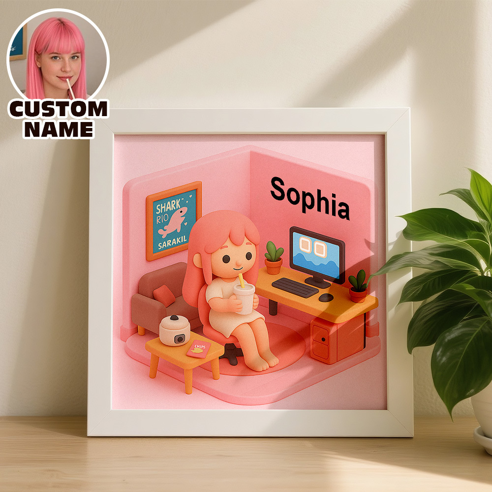 Custom 2D Action Figure Portraits Custom Photo Frame Personalized Toy Box Turn Yourself Into Personalized Diorama Scene Art  Mini Me Figurine Gift