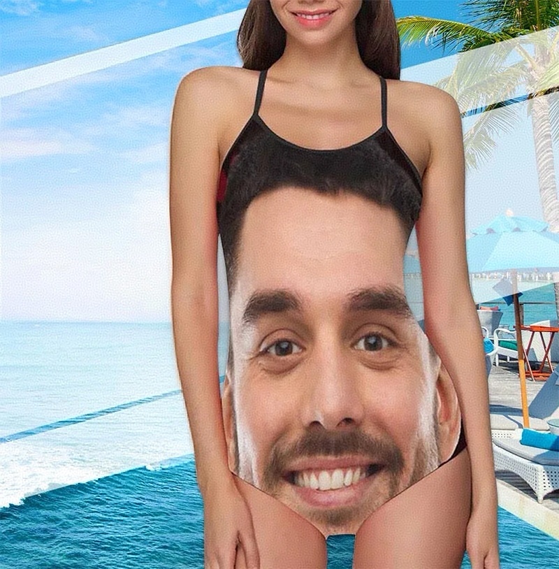 Custom Face Matching Couples Swimsuits Face Couples Swimwear Gift for Lovers