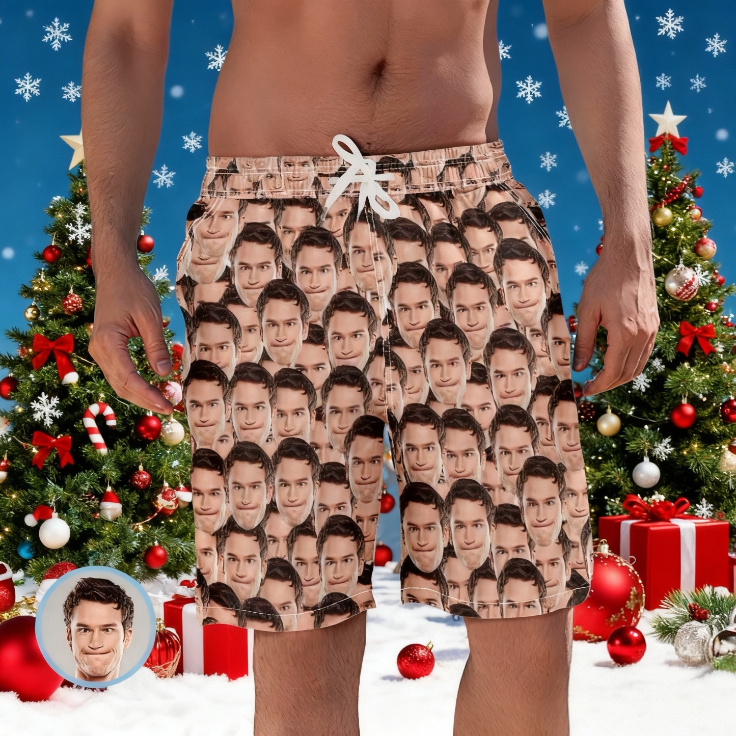 Custom Face Photo Summer Men's Swim Trunk Christmas Gift