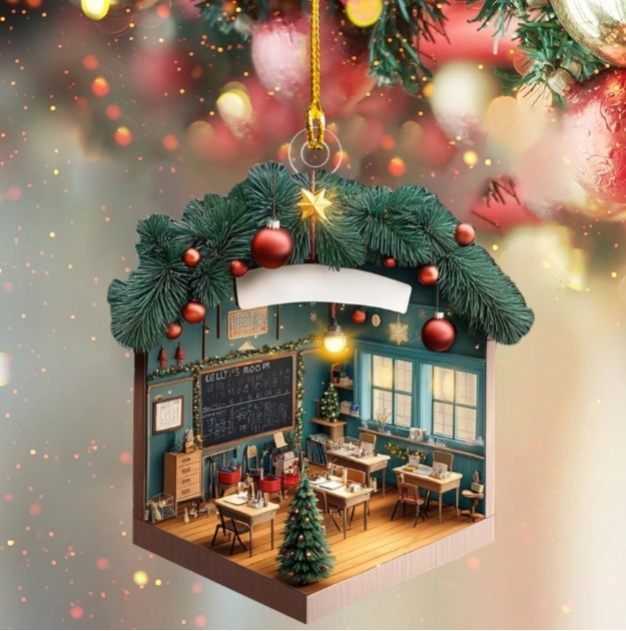 Personalized 2D Teacher Classroom Christmas Ornament Gift For Teacher