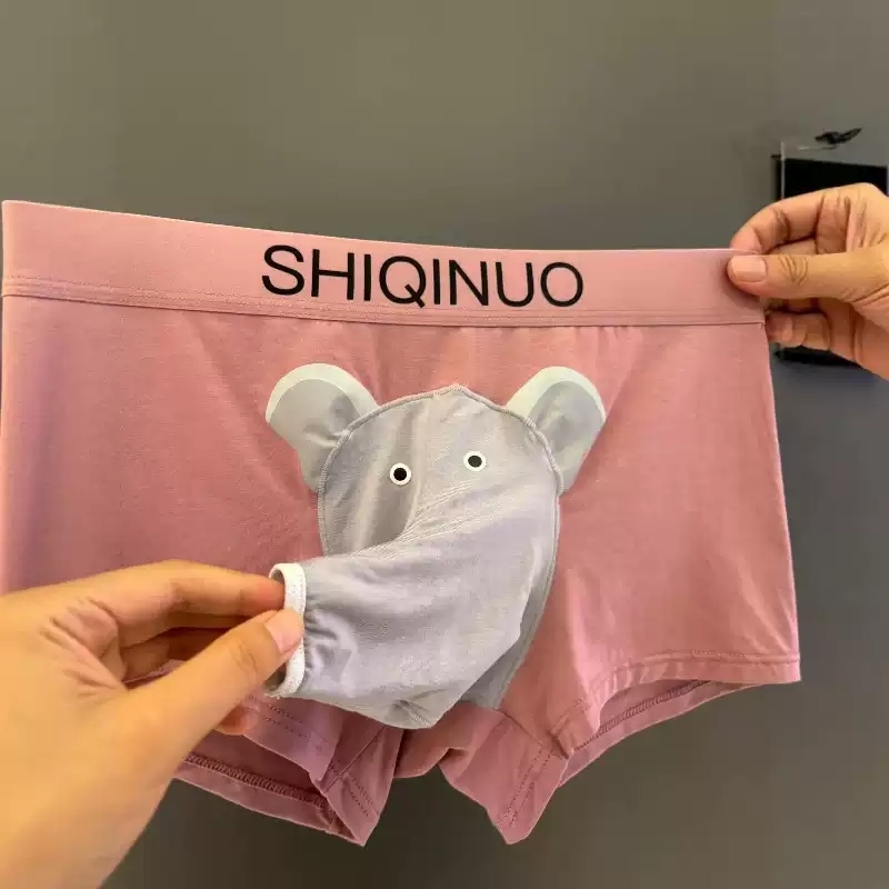 Funny Elephant Trunk Underwear for Men Novelty Animal Boxer Briefs Hilarious Gag Gift for Him