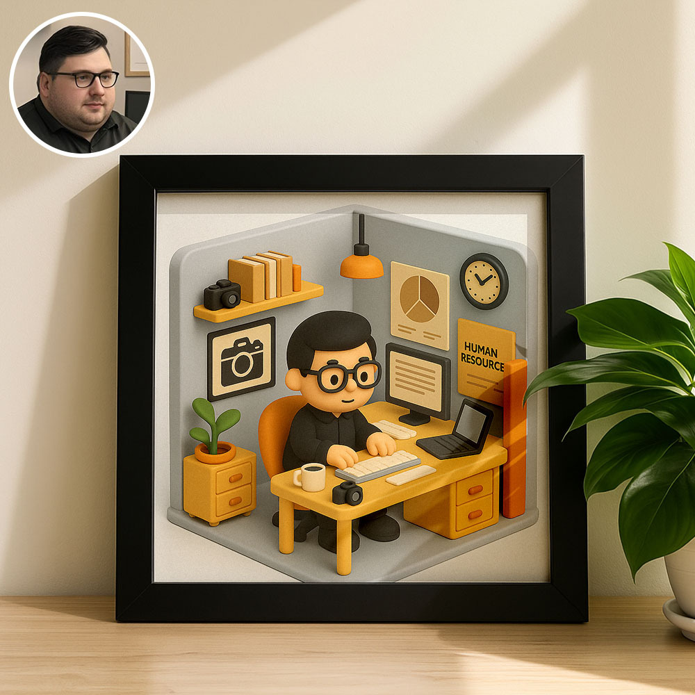 Custom 2D Action Figure Portraits Custom Photo Frame Personalized Toy Box Turn Yourself Into Personalized Diorama Scene Art  Mini Me Figurine Gift