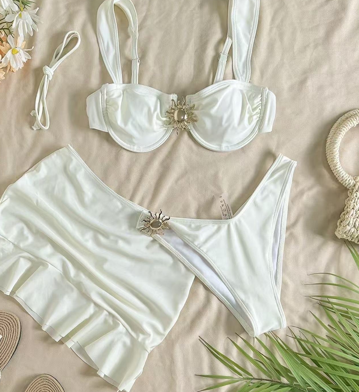 Women’s Star Bikini Solid Color Metal Star Sexy Two Piece Swimwear