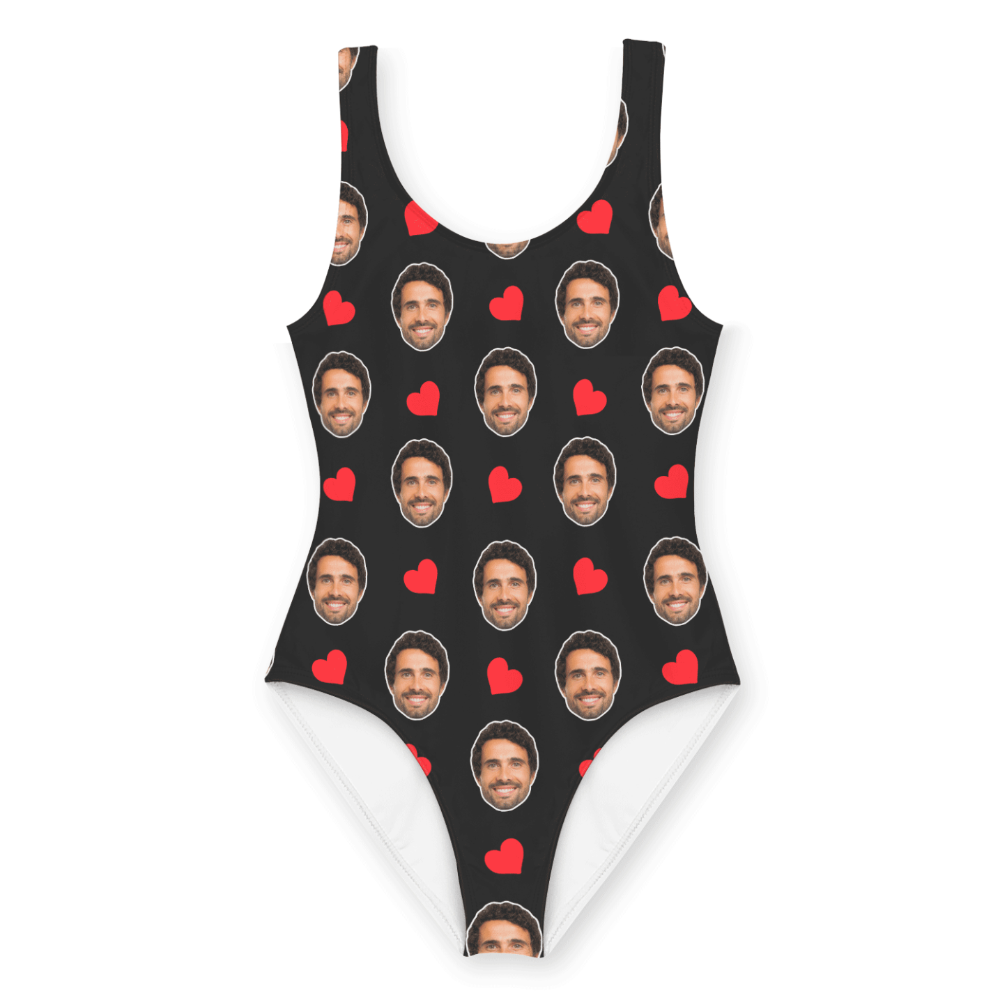 Custom Swimsuit with Picture Face Hearts Personalised Swimsuit Face Bathing Suit with Husbands Face