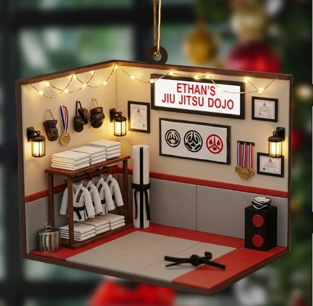 Personalized 2D Martial Arts Acrylic Christmas Ornament Jiu-Jitsu Karate Taekwondo Christmas Gift