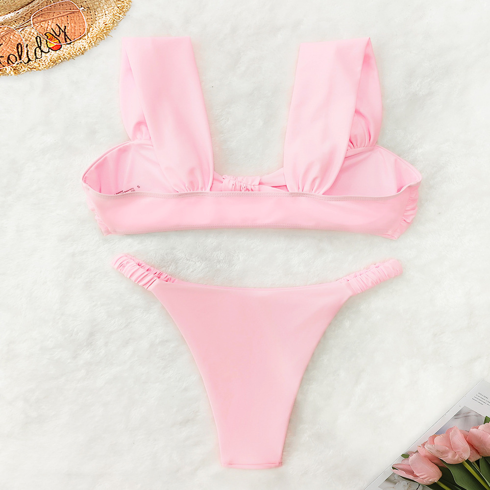 Solid Color Sexy Bikini Set Minimalist Two-Piece Swimsuit for Women